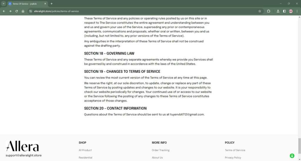 Alleralight.store scam