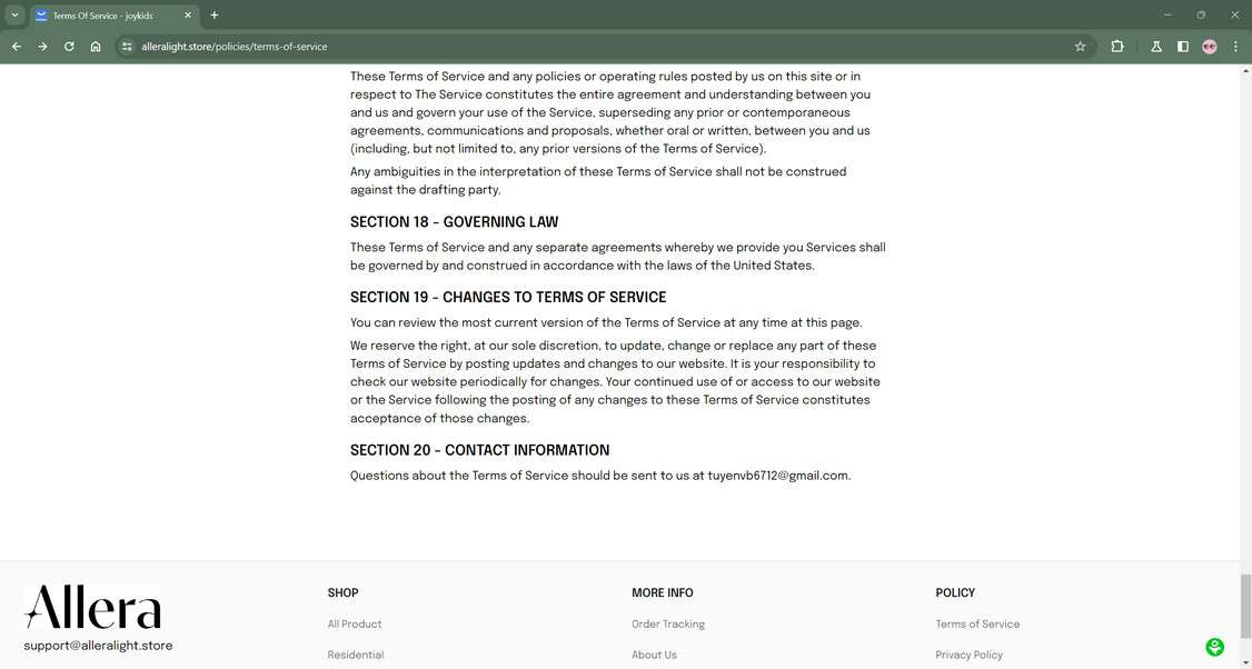 Alleralight.store scam