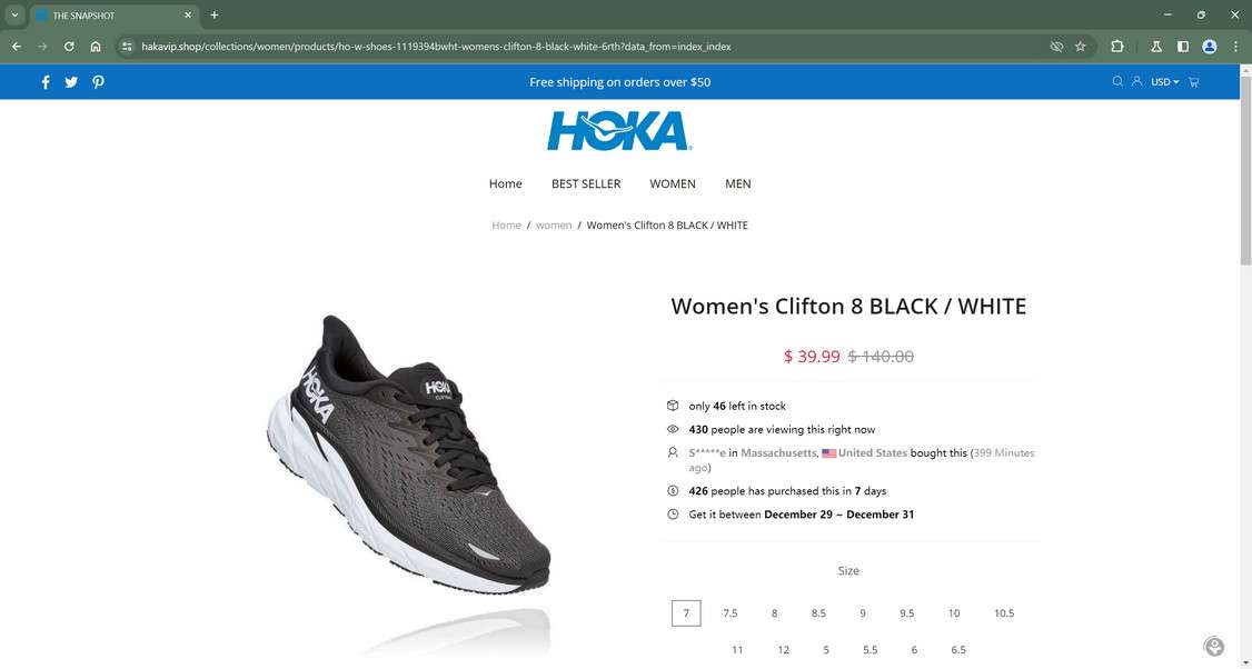 Hakavip.shop Scam Store: A Fake HOKA Website