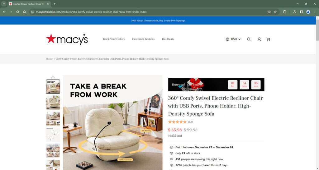 Macy-Saledeals.com Scam Store: A Fake Macy's Website