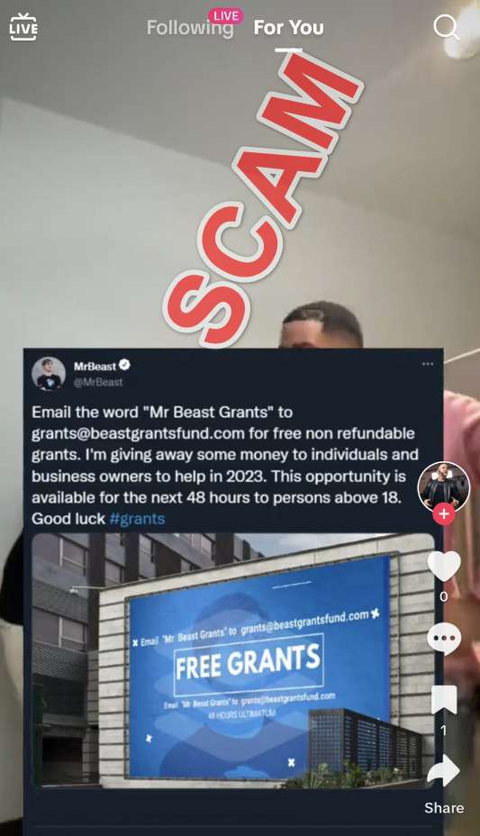 Mr.Beast Grants Scam