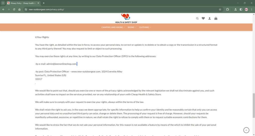 New-outdoorgear.com scam