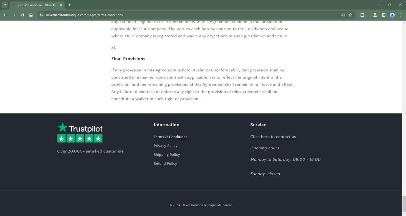 Oliverharrisonboutique.com Scam