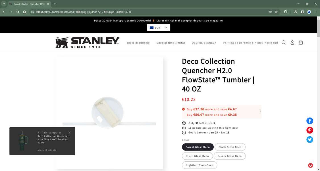 StanleyOfficials.com Scam Store: A Fake Stanley Website