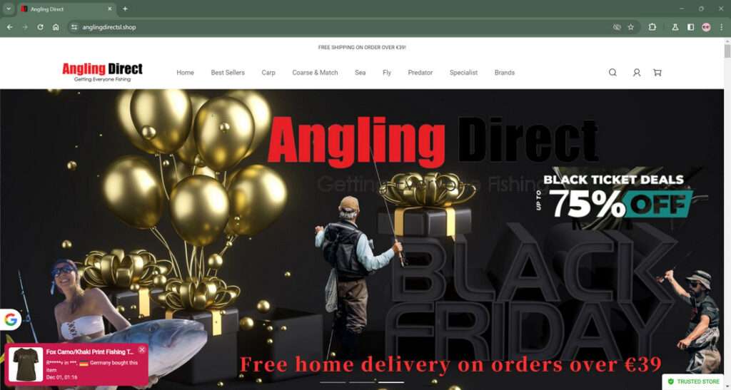 Anglingdirectsl.shop Scam: A Fake Angling Direct Websit