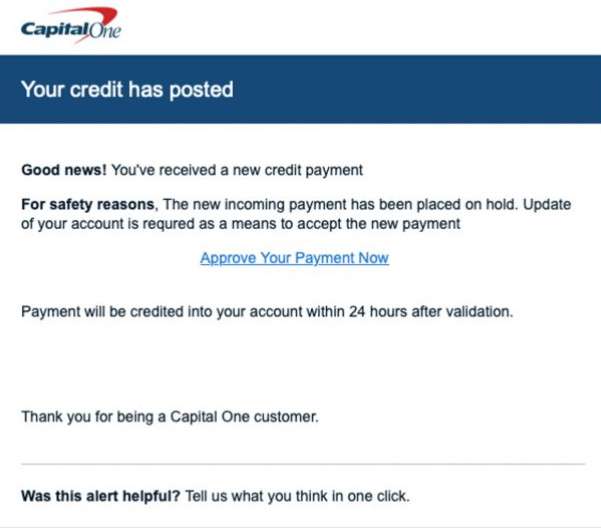 Don't Fall For The Capital One "Approve Payment" Scam Email