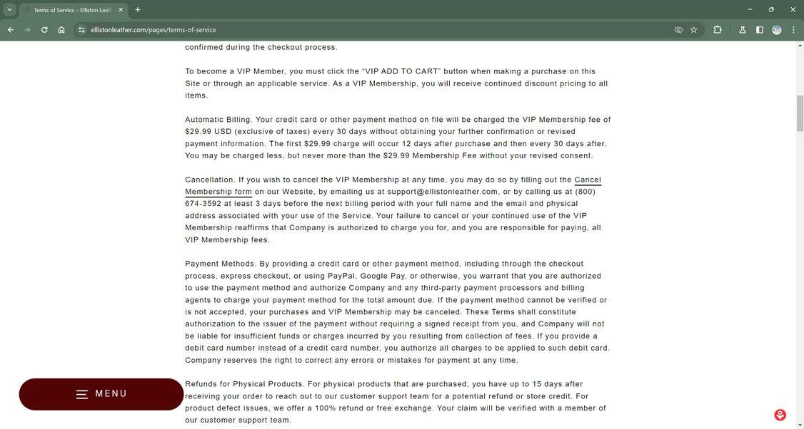 Ellistonleather.com scam