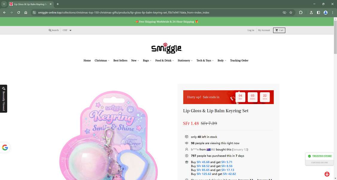 Smiggle-online.top scam