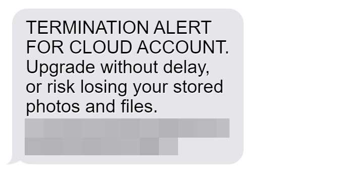 TERMINATION ALERT FOR CLOUD ACCOUNT scam