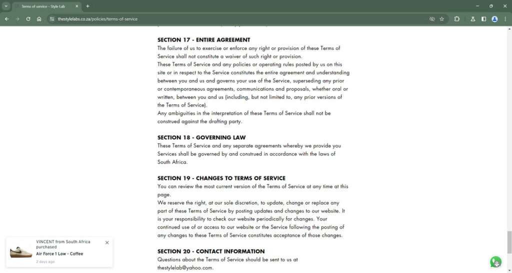 Thestylelabs.co .za scam