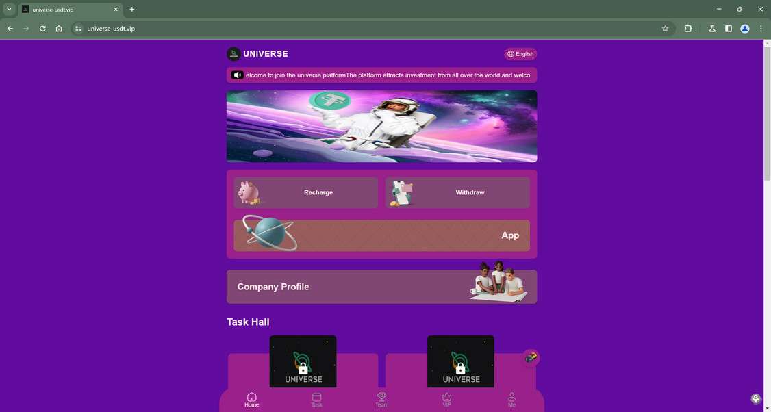 Universe-usdt.vip scam