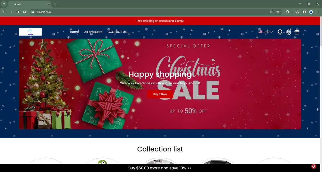 Fake Winsnie.com Shop - Scam Store Warning