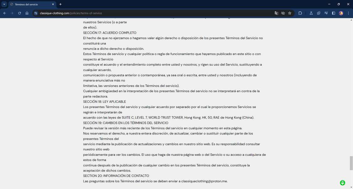 Classique-clothing.com scam