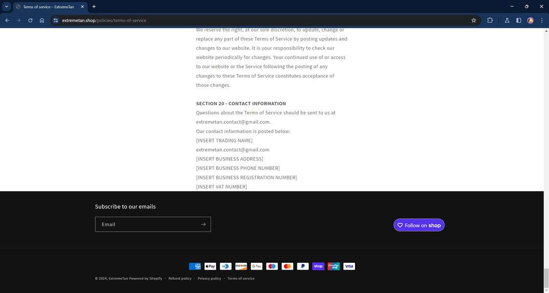 Extremetan.shop scam