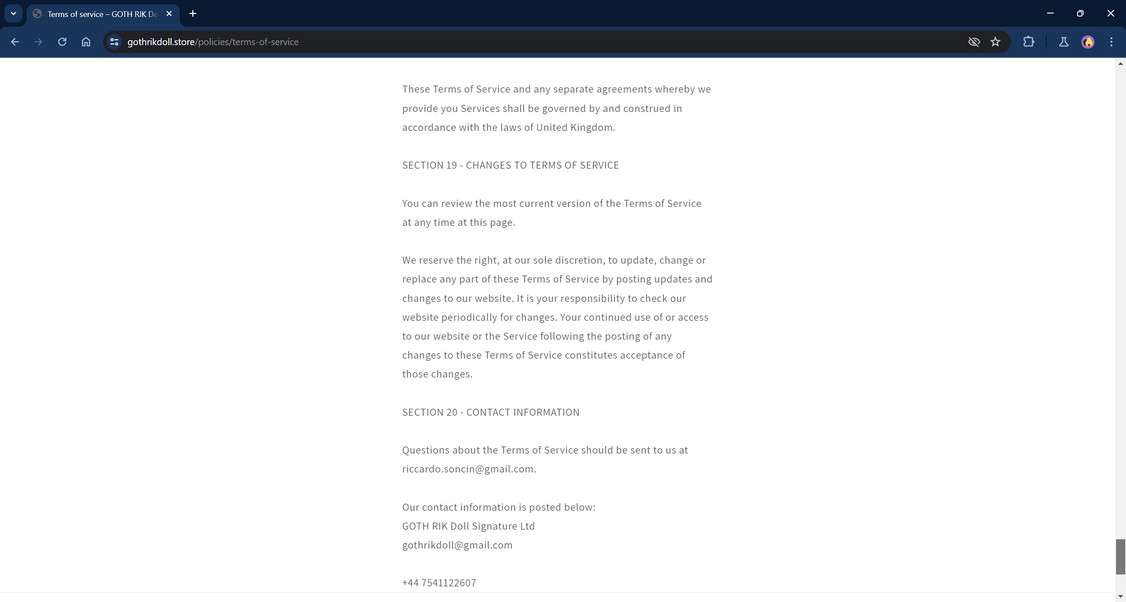 Gothrikdoll.store scam