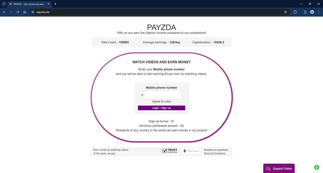 Payzda.site scam