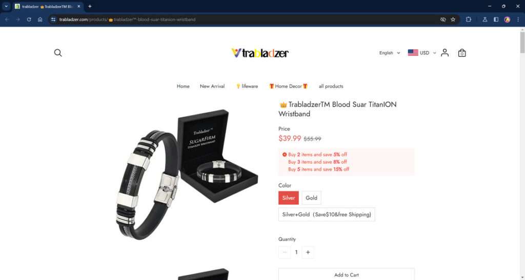 Trabladzer Blood Suar TitanION Wristband