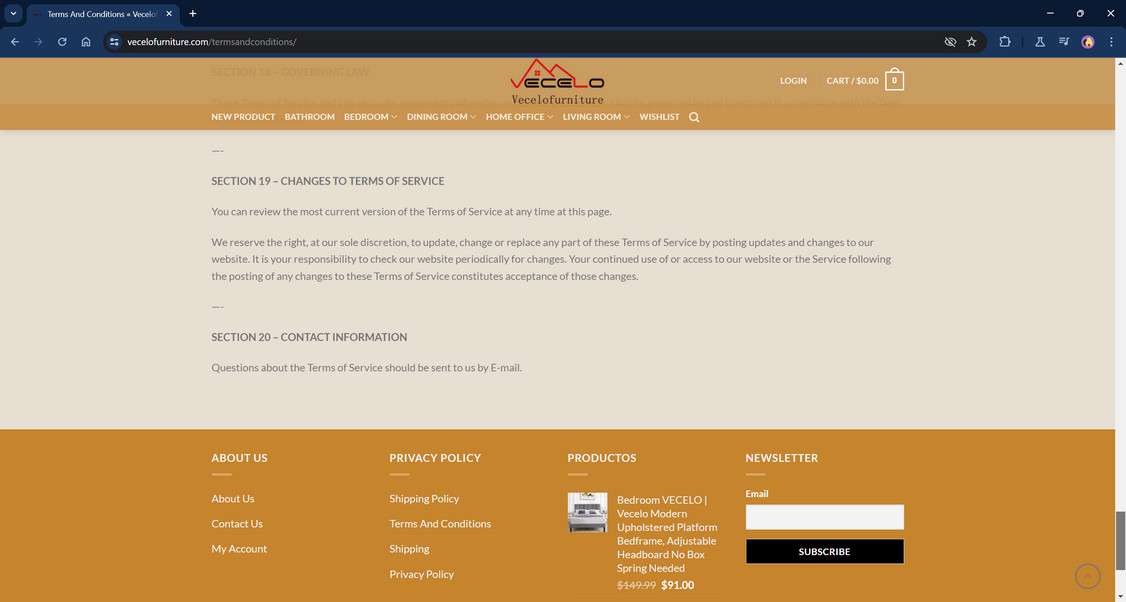 Vecelofurniture.com scam