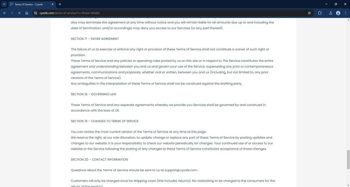 Cyzofe.com Scam Store: What You Need To Know 1 Cyzofe.com scam
