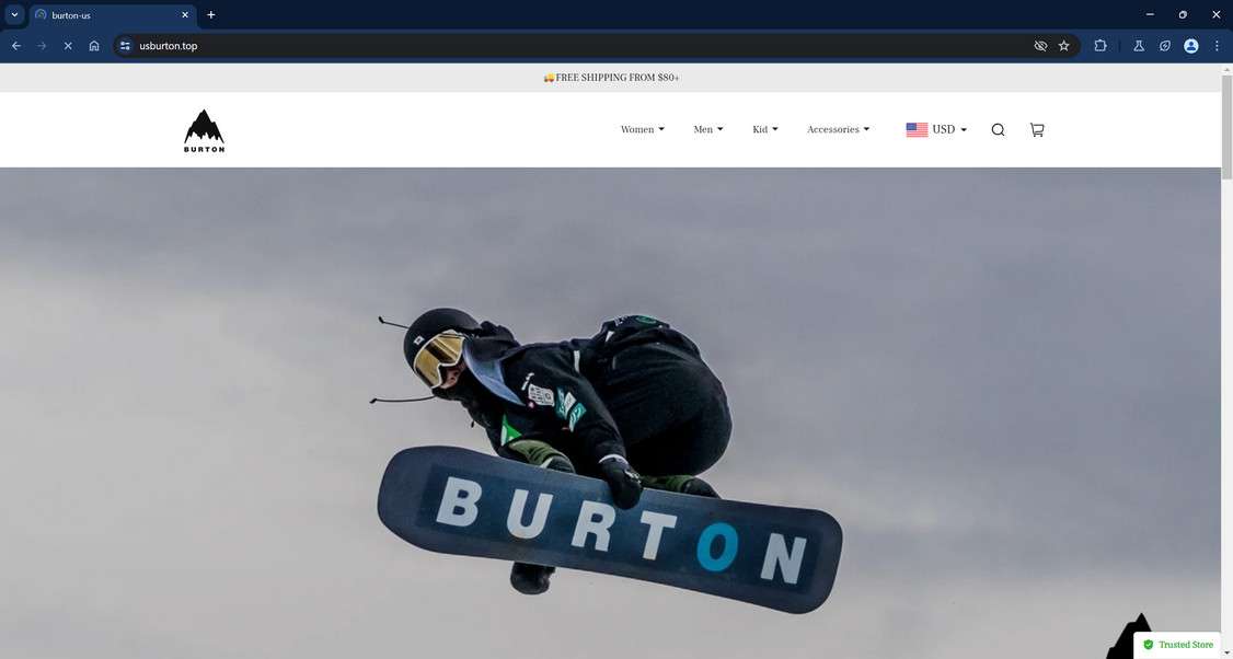 Usburton.top Scam Store A Fake Burton Website