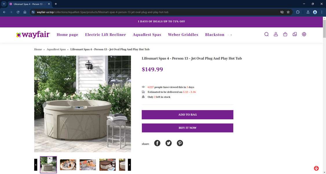 Wayfair-us.top Scam Store: A Fake Wayfair Website