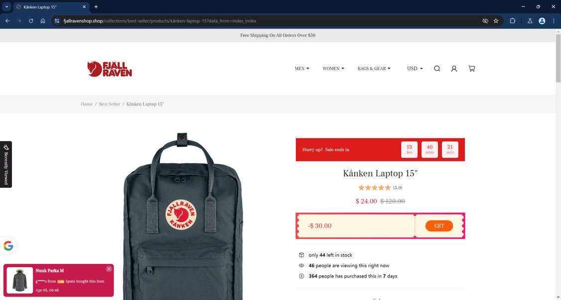 Fjallravenshop.shop scam