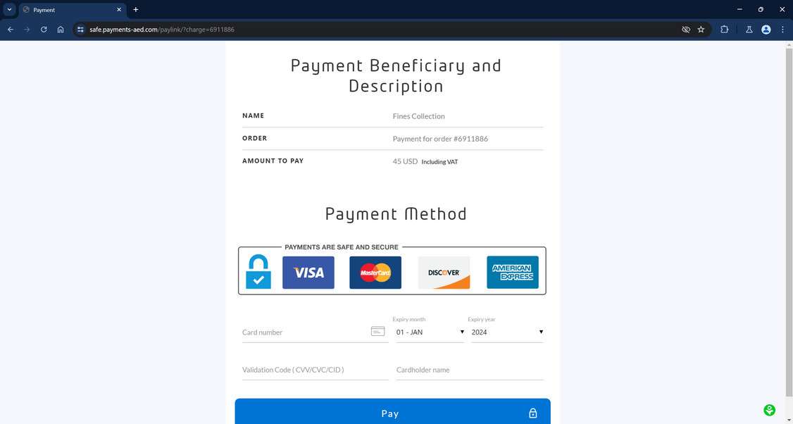 Payment Beneficiary and Description