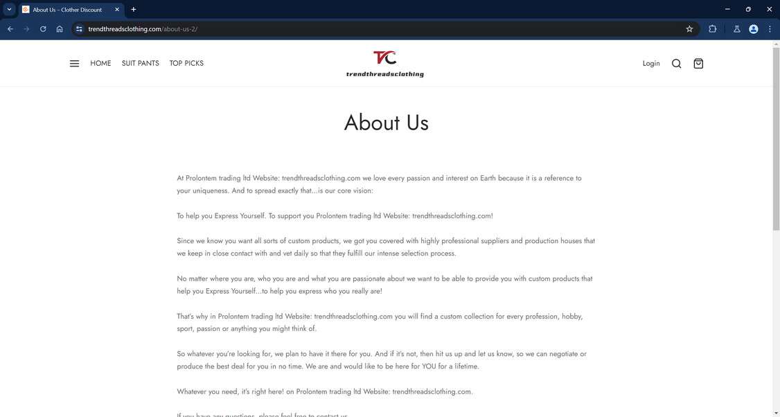 Trendthreadsclothing.com scam