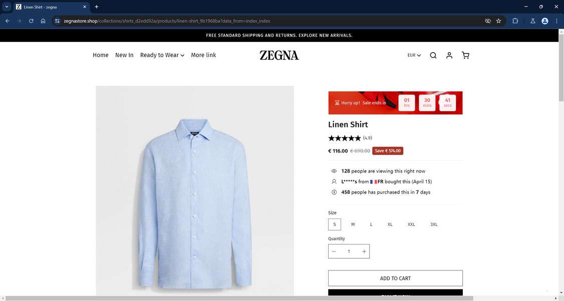 Zegnastore.shop scam