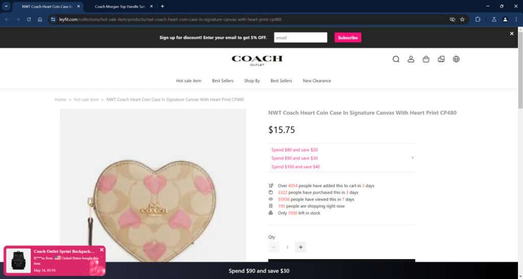 COACH Outlet Scam 2