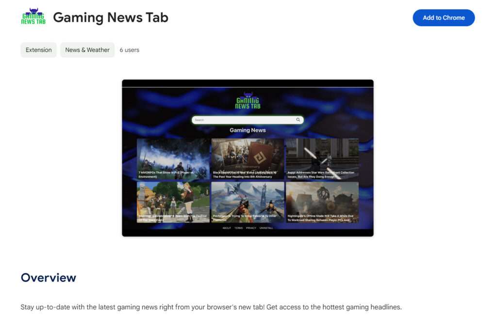 Gaming News Tab