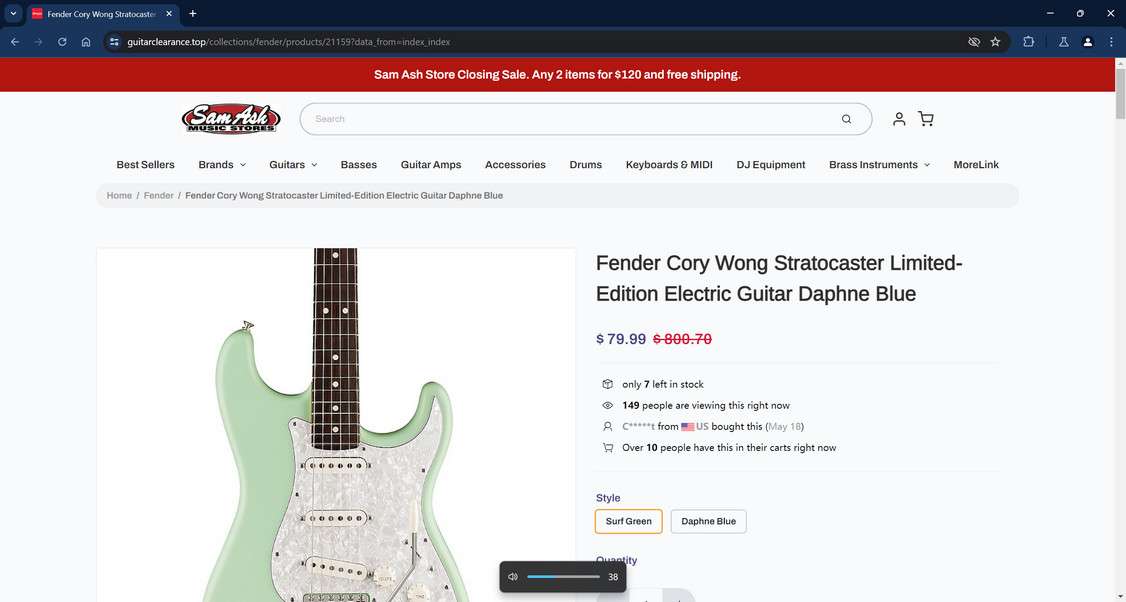 Guitarclearance.top scam