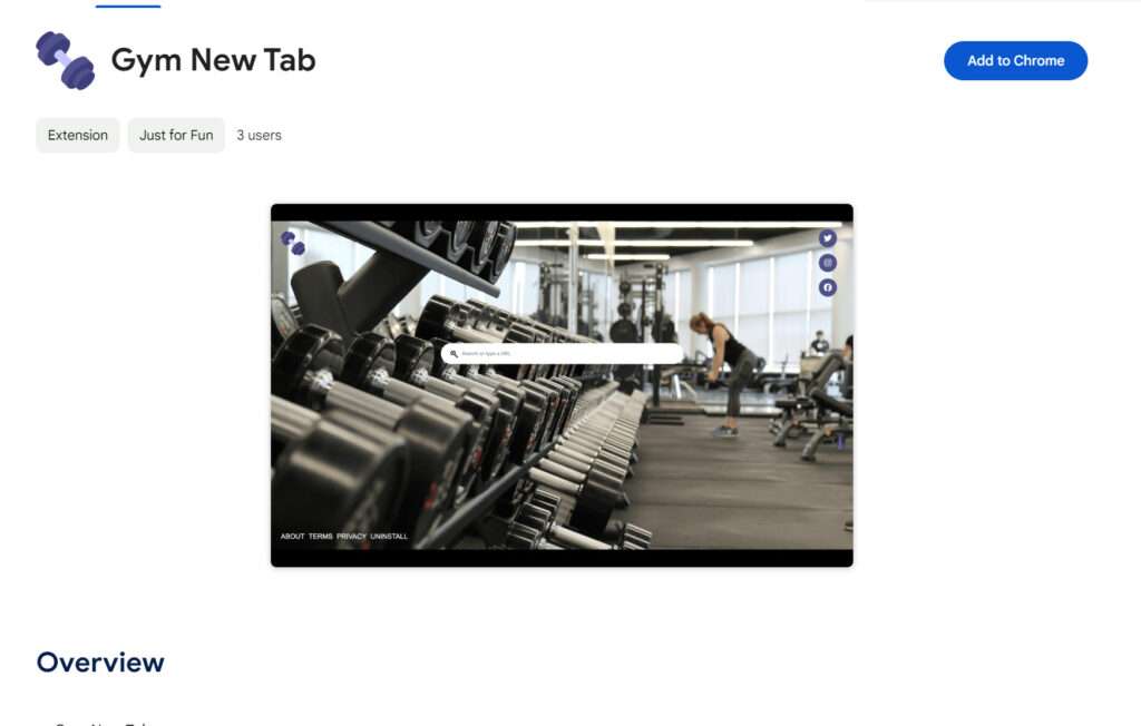 Gym New Tab