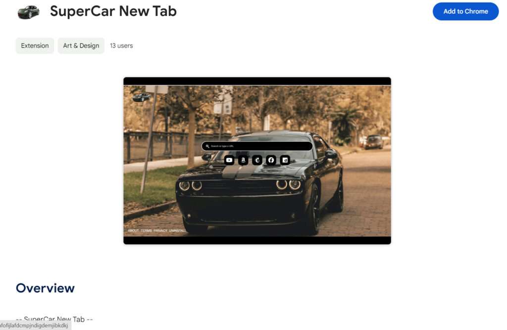 SuperCar New Tab