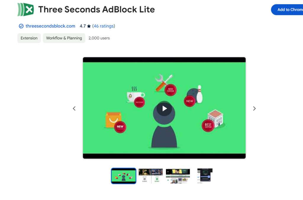 Three Seconds AdBlock Lite