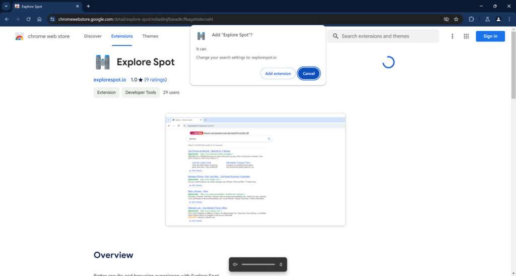 explorespot.io redirect virus