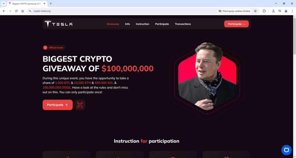 Crypto tesla.org scam