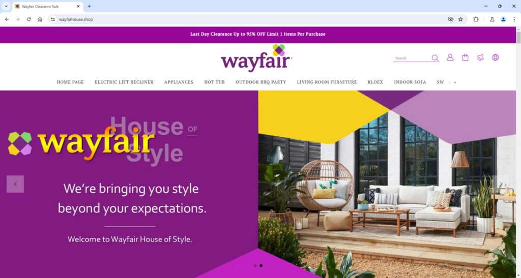 Wayfarhouse.shop scam 1