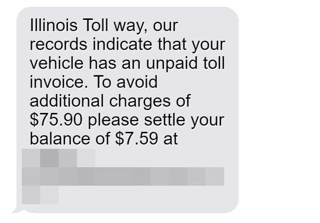 IllinoisTollwayServices.com text message scam