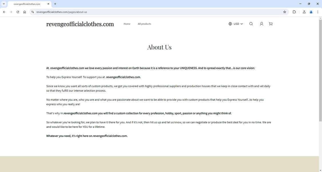 Revengeofficialclothes.com scam