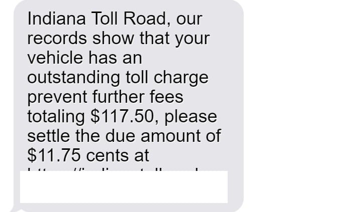 Indiana Toll Road Scam Text Tricking Drivers