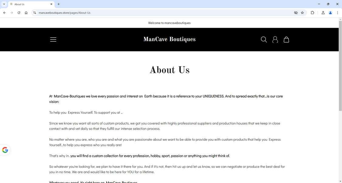 Mancaveboutiques.store scam