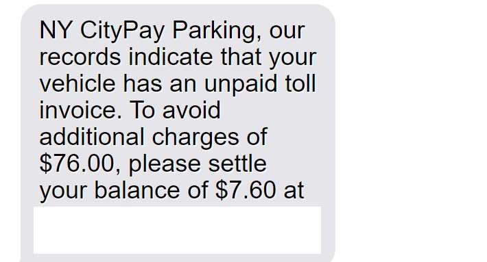 NY CityPay Parking Text Scam