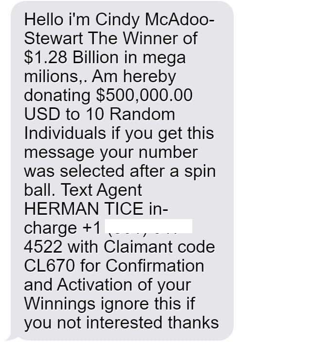 SCAM LOTTERY