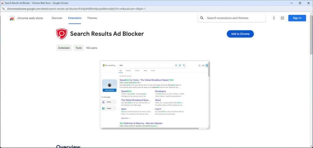 Search Results Ad Blocker extension