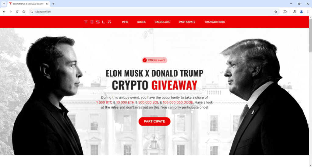 Elon Musk X Donald Trump Crypto Giveaway Scam