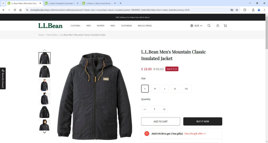 L.L.Bean clearance sale scam