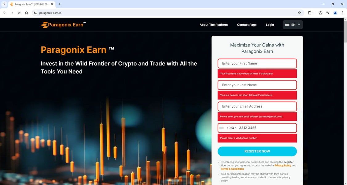 Paragonix-Earn.io scam