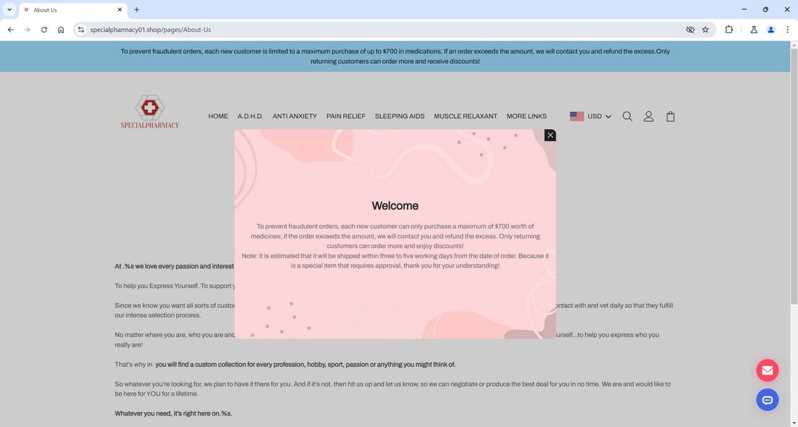 Specialpharmacy01.shop scam