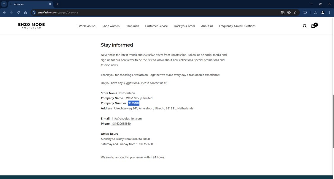 EnzoFashion.com scam